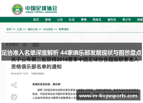 足协准入名单深度解析 44家俱乐部发展现状与前景盘点
